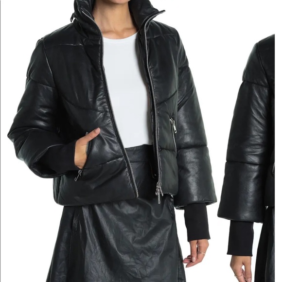 Walter Baker Lamb Leather Puffer Jacket 